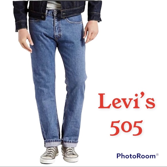 LEVI’S 505 Straight Cotton Jeans Mens 36x36 1E - Picture 1 of 13